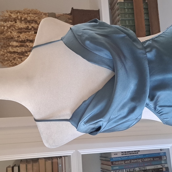 Astr The Label - Collette Satin Cutout Midi Dress - Color: Slate Blue - Picture 6 of 14